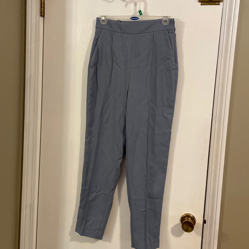 Never worn. Blue/gray Zara dress trousers size small, side zip, polyester